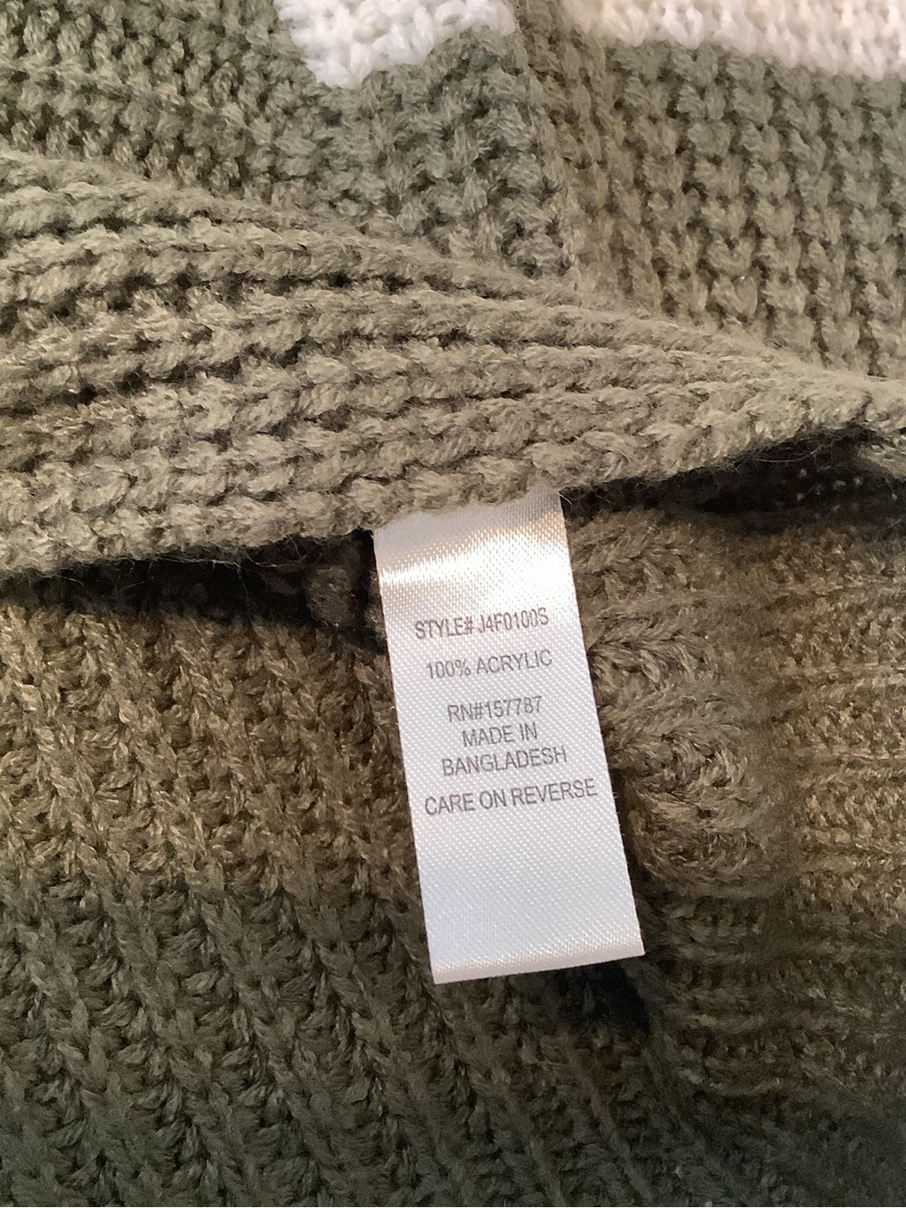 Crop Knit Twist Front Sweater - Olive, Cream & Tan - Picture 6 of 6